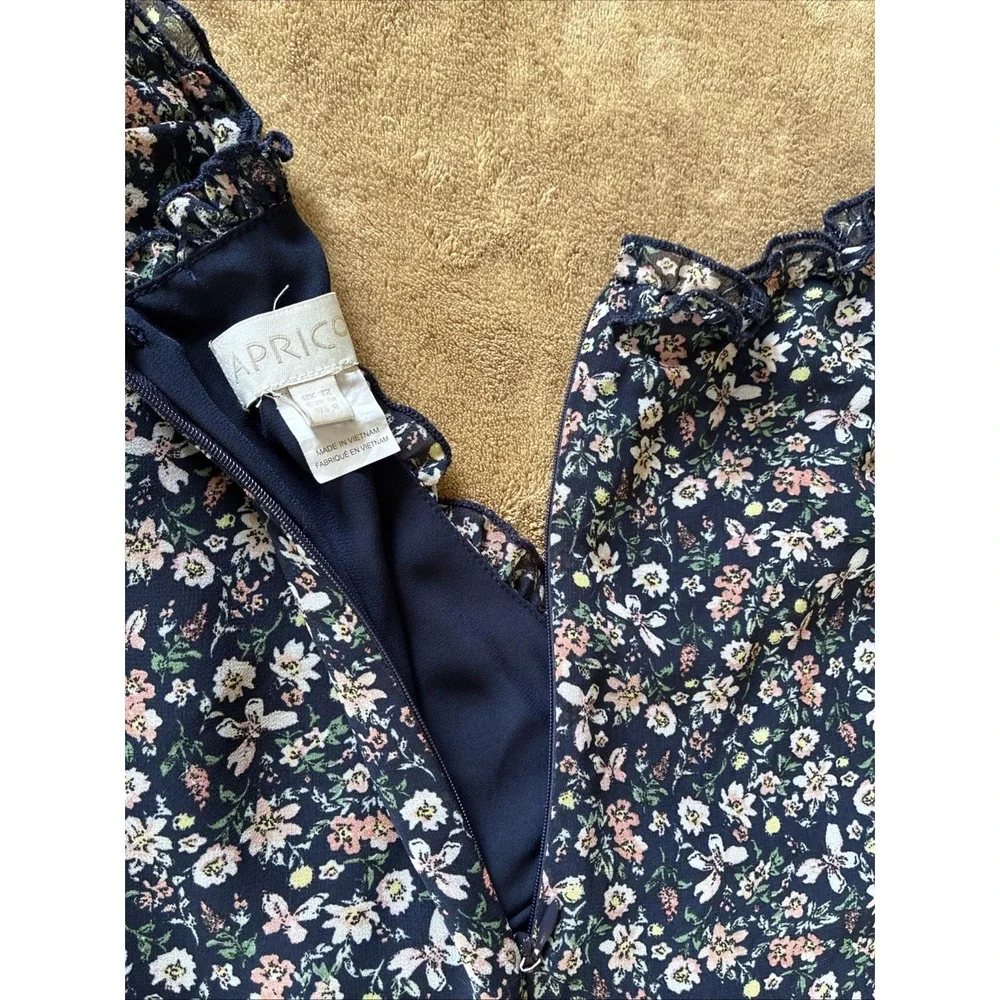 Women's Dress Size 8 Navy Floral Print Tiered Ruffles Cottagecore Romantic‎ Boho